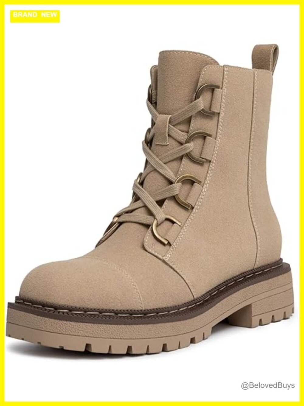 Lace Up Combat Ankle Boots Platform Lug Sole Chunky Low Heel Booties